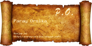 Paray Orsika névjegykártya